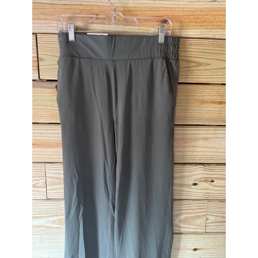 Member's Mark Womens Travel Wide Leg Pant‎ Olive Green Smocked Waist M NEW